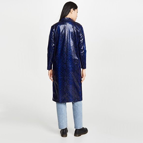 NWT Apparis black blue python faux leather duster jacket, M - Picture 5 of 16